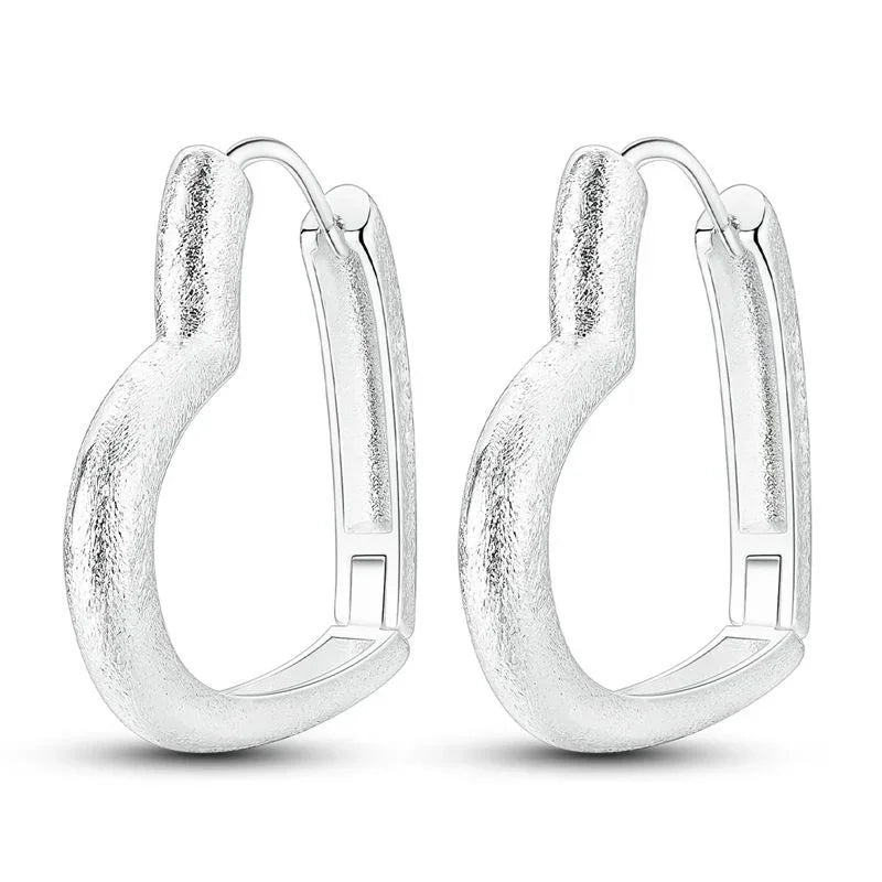 Elegant 925 Sterling Silver Heart Charm Earrings for Women KTE494