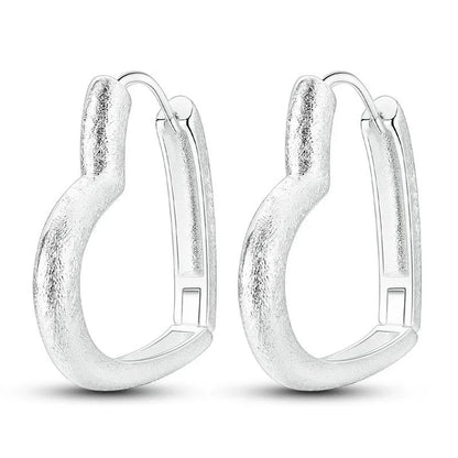 Elegant 925 Sterling Silver Heart Charm Earrings for Women KTE494