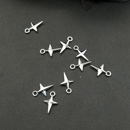 50pcs 14.5x9mm Shining Star Charms Antique Silver Alloy