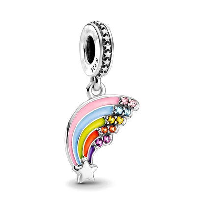 European 925 Silver Green Clover Bicycle Love Pendant Bead for DIY Charm Bracelet and Necklace Jewelry for Women