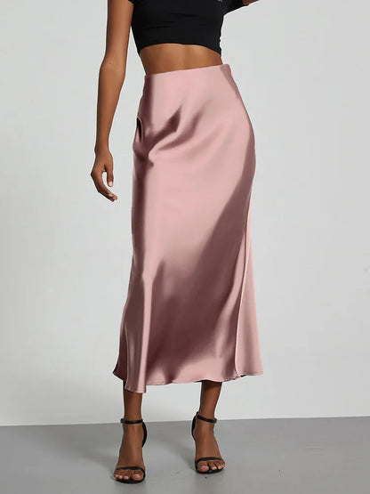 Satin Party Long Skirt High Waist Mermaid Fishtail Women
