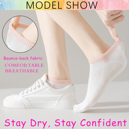 6 Pairs Womens White Heart Modal Ankle Socks Breathable