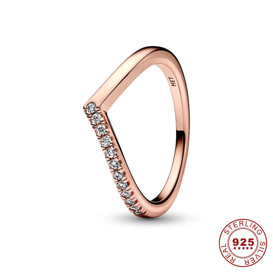 Crown 925 Sterling Silver Stackable Ring with Shiny Rose Gold Zircon for Women Perfect for Weddings and Parties PAR318