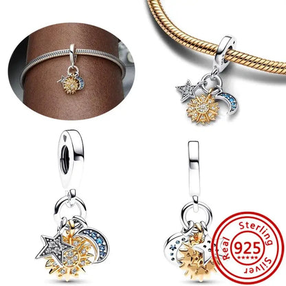 925 Silver Galaxy Charms Bracelet with Starry Sky Beads and Planetary Motifs