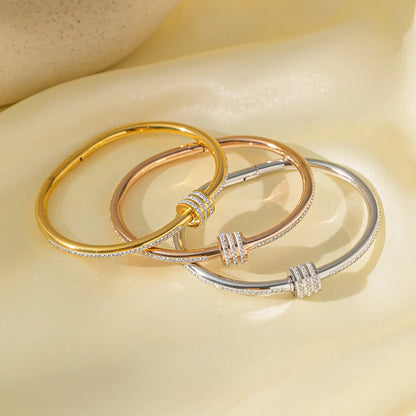 Rotating Lucky Diamond Bangle Women's Fashion Stainless Steel Bracelet