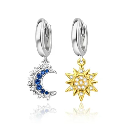 925 Sterling Silver Luxury Heart Sun Moon Stud Earrings Bow Butterfly Crab Clip Set for Women Party Jewelry Gifts