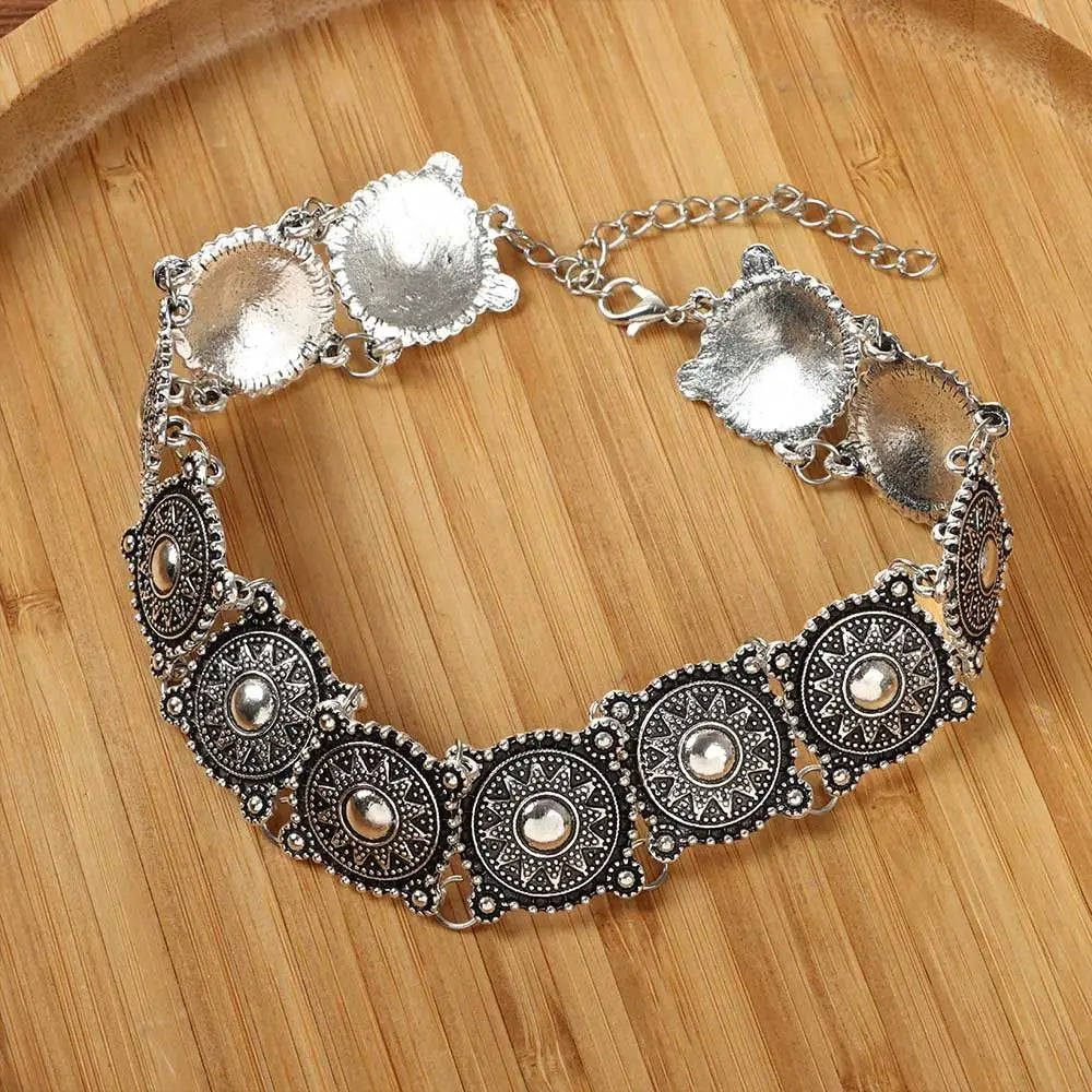Vintage Fashion Choker Necklace And Bracelet Set For Women