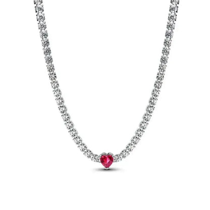 New 925 Sterling Silver Heart-Shaped Necklace with Purple Blue and Green Zircon for Exquisite Jewelry Gifts for Women