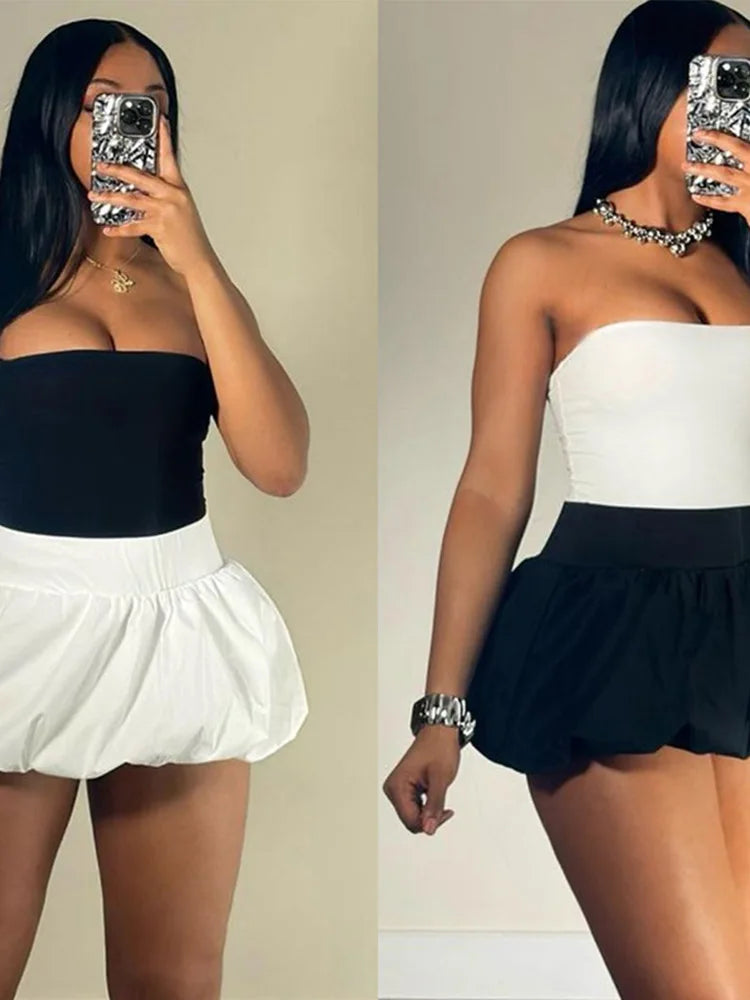 Y2K Ball Gown Mini Skirt For Women With Midnight Waistband