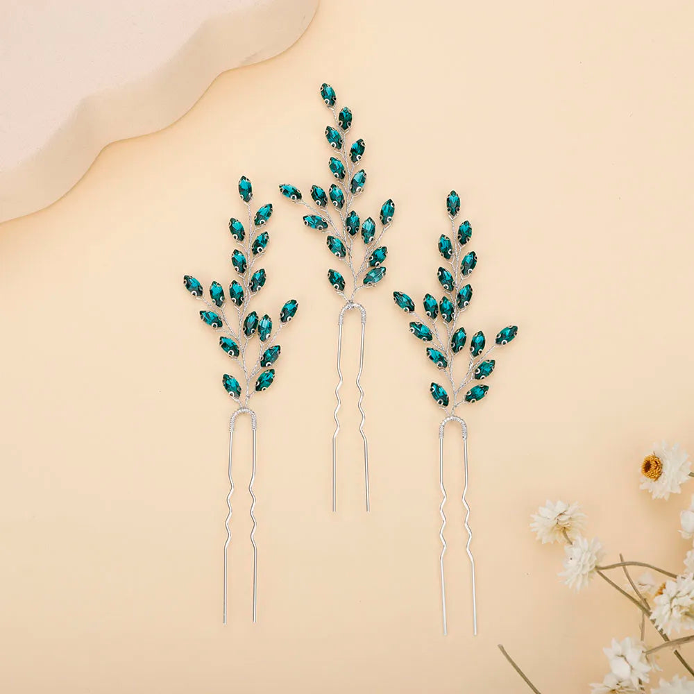 Elegant Rhinestone Bridal Hairpins with 7 Colors Flower Design for Weddings and Parties