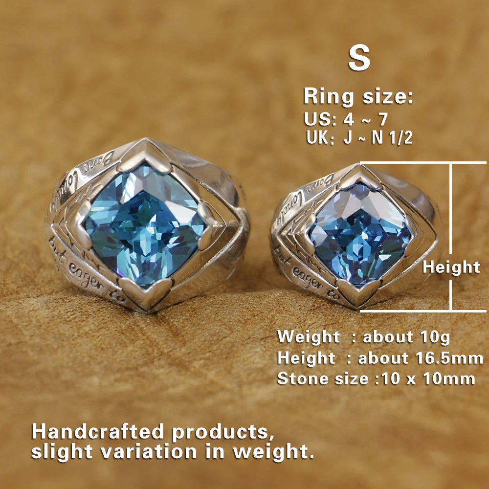 Elegant Blue Zircon Heart Ring in 925 Sterling Silver for Unisex