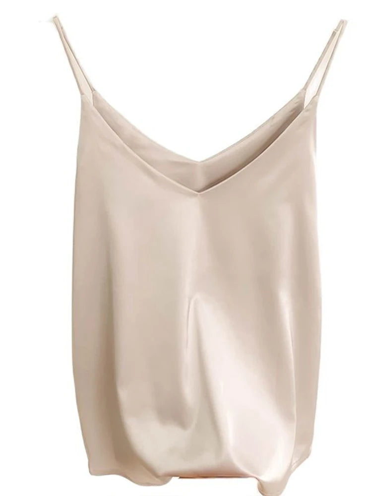 Womens Summer Camisole Tank Top V Neck Slim Fit Sleeveless