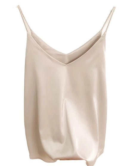 Womens Summer Camisole Tank Top V Neck Slim Fit Sleeveless