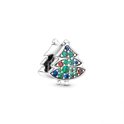 DIY Christmas Charm Bracelet with Santa Reindeer Snowman Tree Train Beads in Silver 925 YY0139
