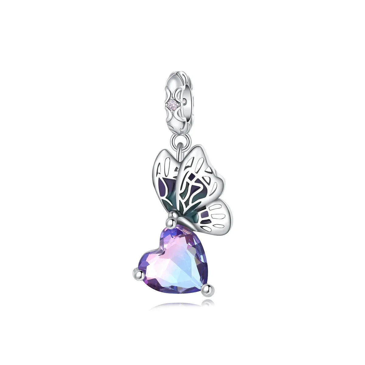 Sparkling Purple Jellyfish Sterling Silver 925 Charm Bead Birthday Pendant for DIY Bracelet Jewelry