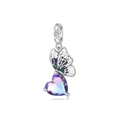 Sparkling Purple Jellyfish Sterling Silver 925 Charm Bead Birthday Pendant for DIY Bracelet Jewelry