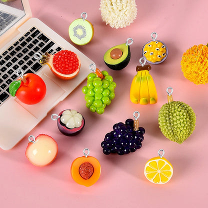 10 Piece 3D Simulated Fruit Flat Back Charms for DIY Jewelry Earrings Bracelets and Hairpins