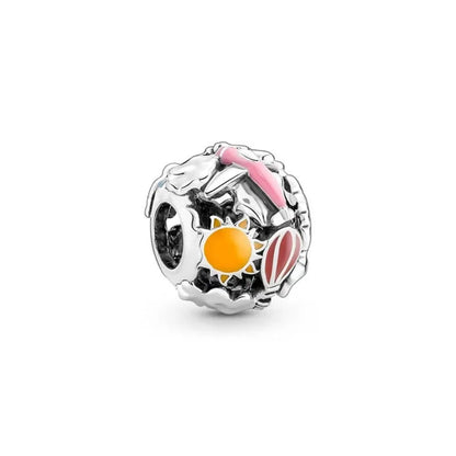 Spring Butterfly Heart Enamel Flower Charm Bead for Bracelets and Necklaces