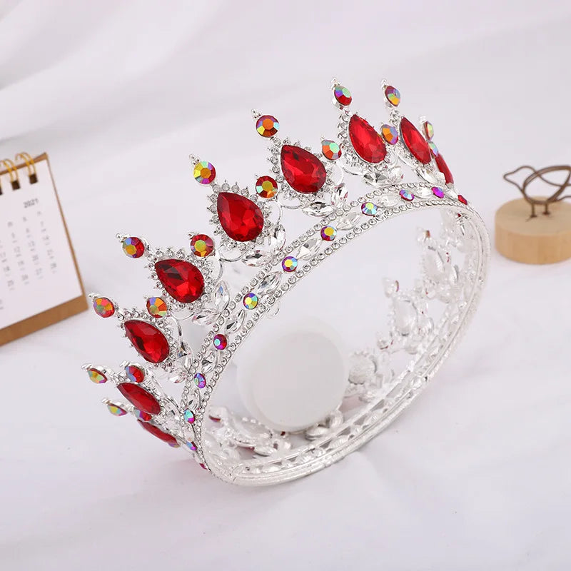 Elegant Royal Pink Crystal Bridal Tiara Crown for Weddings and Pageants