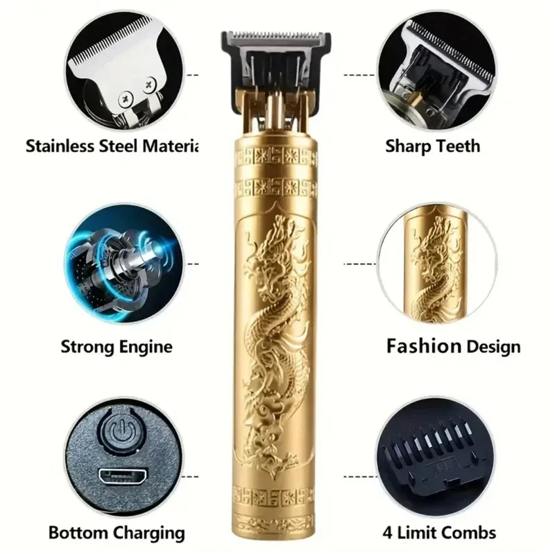 Vintage T9 Hair Clippers for Men Electric Beard Trimmer Kit with Long Battery Life