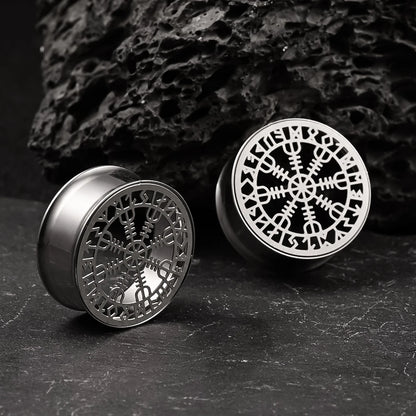 Doearko Fashion Stainless Steel Rune Ear Plugs Tunnels Piercing Expanders Body Jewelry 2PCS Set
