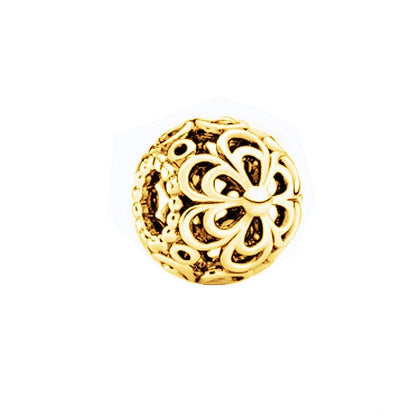 Gold Plated Pink Daisy And Clear Heart Charm Bead 925
