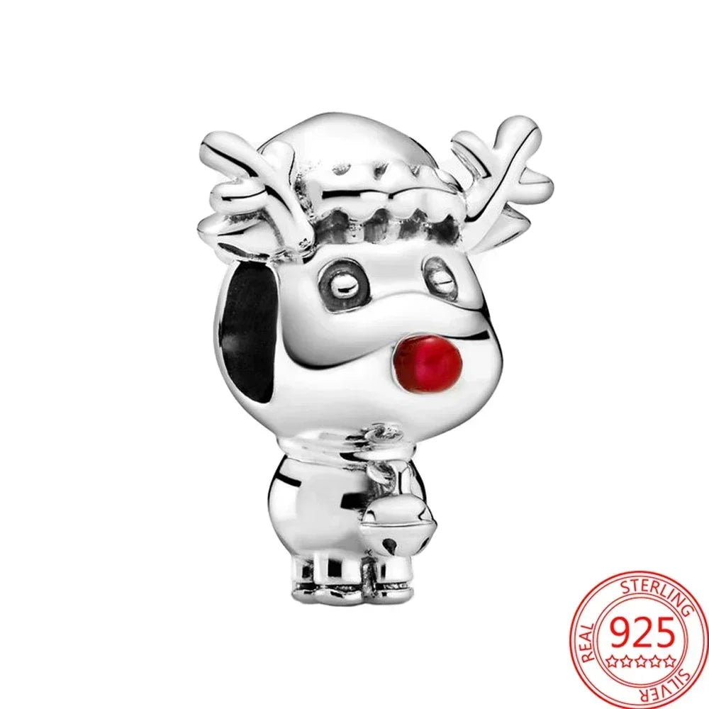 925 Sterling Silver Festive Cookie House Heart Nutcracker Dangle Charm for DIY Christmas Tree and Original Bracelet Gift