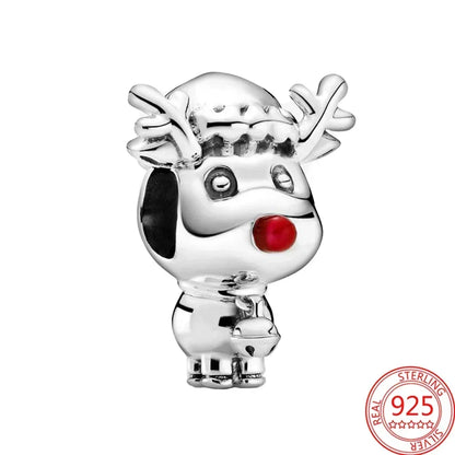 925 Sterling Silver Festive Cookie House Heart Nutcracker Dangle Charm for DIY Christmas Tree and Original Bracelet Gift