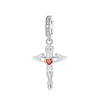 Sterling Silver 925 Angel Wing Heart Bird Charms for Bracelets and Necklaces Women's Fine DIY Jewelry Gifts