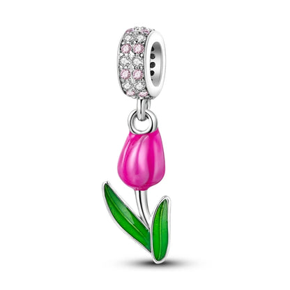 Silver Plated Travel Sunflower Lucky Charms Dangle Pendant Fit Original Pandora Bracelet DIY KTC567