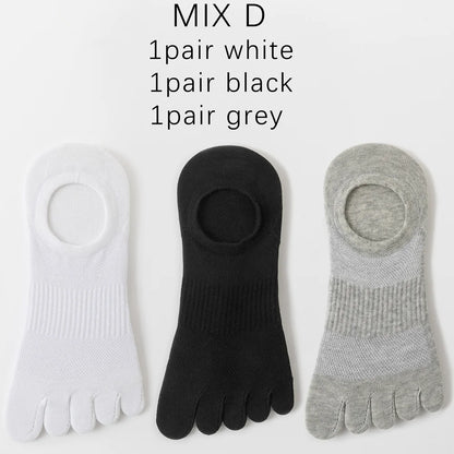 3 Pairs Mens Five Toe Breathable Anti Odor Ankle Socks