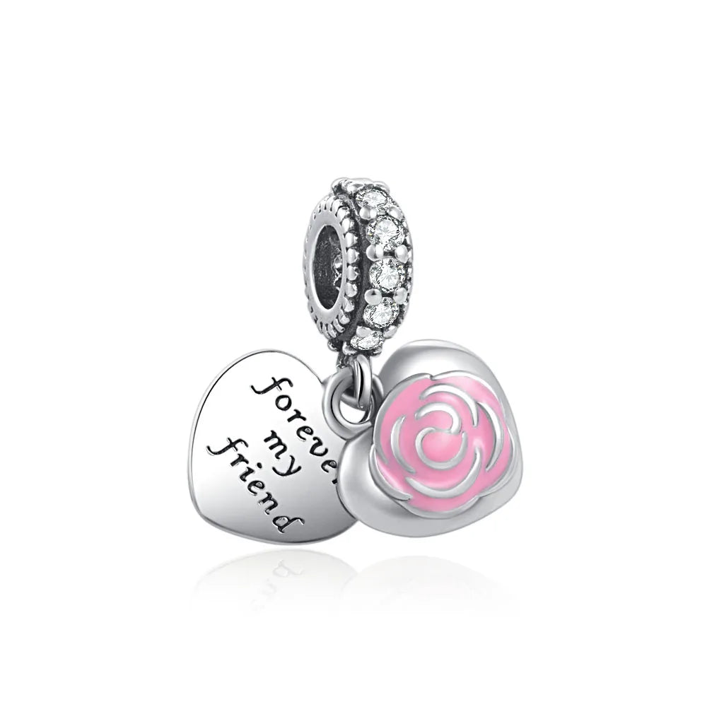 925 Silver Flower Bead Pendant for European Bracelet DIY Jewelry P976