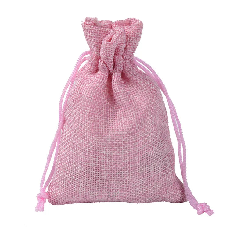 Colorful Cotton Jute Gift Pouches Set of 50 - Customizable Storage Bags for Jewelry and Accessories