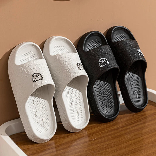 Men's Slippers Summer Cartoon Bear Indoor Soft Thick Sole Anti Slip Women Exquisite Slides