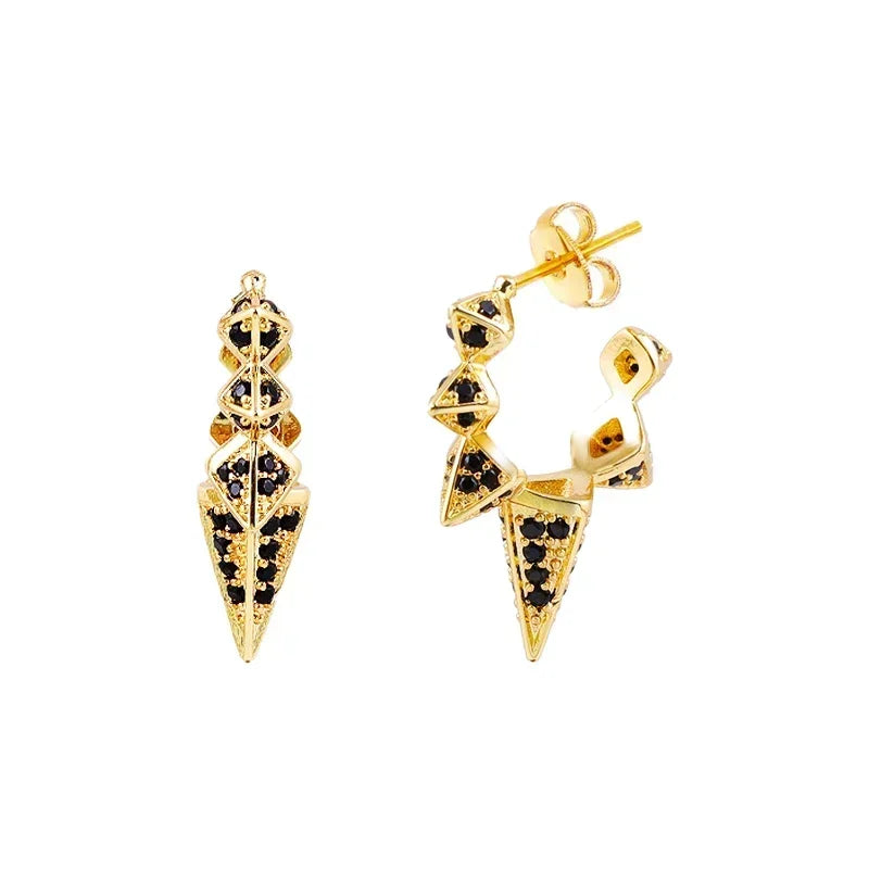 Crmya Gold-Color Cubic Zirconia Hoop Earrings Set for Women Fashion Jewelry 2023