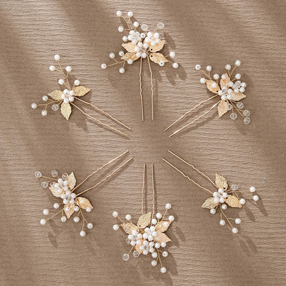 Elegant Pearl Flower Hair Clip Set for Bridal Wedding Accessories