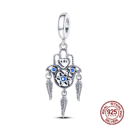 Inlaid Zircon Heart Charm Beads 925 Sterling Silver Dangle for Bracelets SMC1840