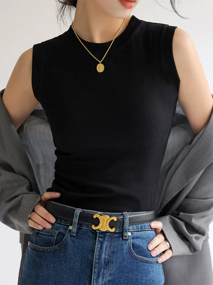 Women Cotton Camisole Vest Round Neck Colorful Sleeveless