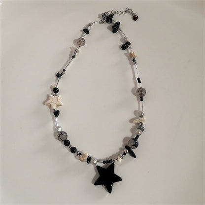 Kpop Goth Y2K Star Pendant Silver Chain Necklace for Unisex Grunge Emo Fashion