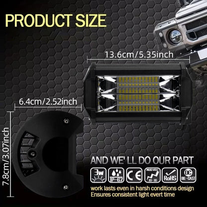 Powerful 5 Inch 72W LED Work Light for Offroad Cars and Trucks - Waterproof 6000K White Beam