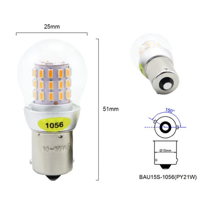 Car LED Bulb P21W and P21/5W 1156 1157 12-24V 6000K White to Amber Error Free Fog Light Side Marker Lamp for Automobiles