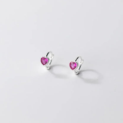 Rose Red Zircon Hoop Earrings for Women Minimalist Dangle Party Jewelry Trend 2025