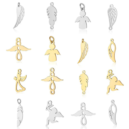 5pcs Angel Wing DIY Charms 316 Stainless Steel Jewelry Connectors