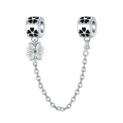925 Sterling Silver Lucky Four Leaf Clover And Horseshoe Charms With Green Zircon For Bracelet Necklace Earrings