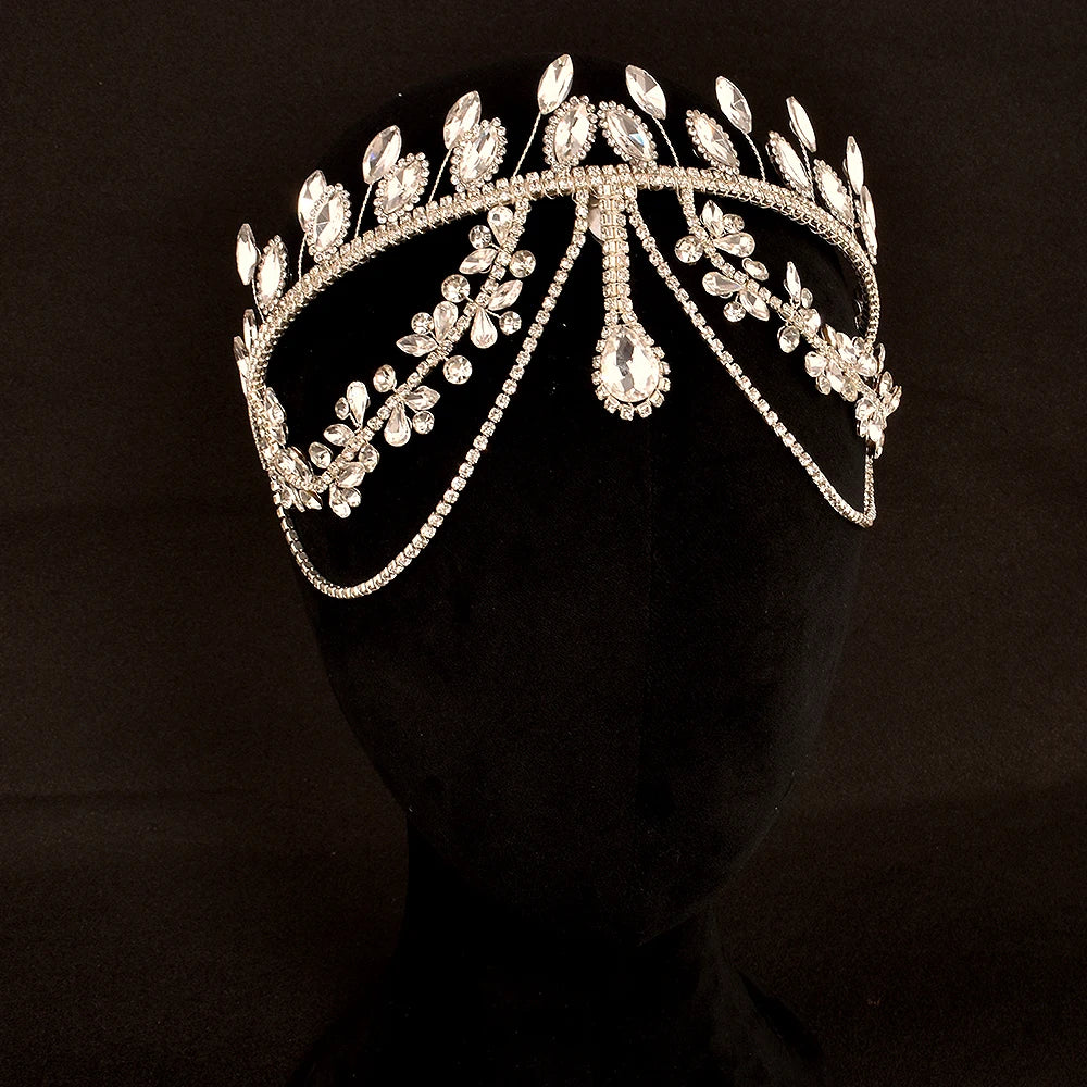 DZ165 Luxury Bridal Crystal Tiara Headband for Weddings and Proms