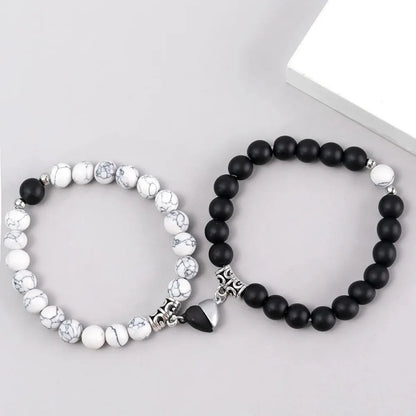 Magnetic Love Stone Beaded Couple Bracelets Set for Women and Men
