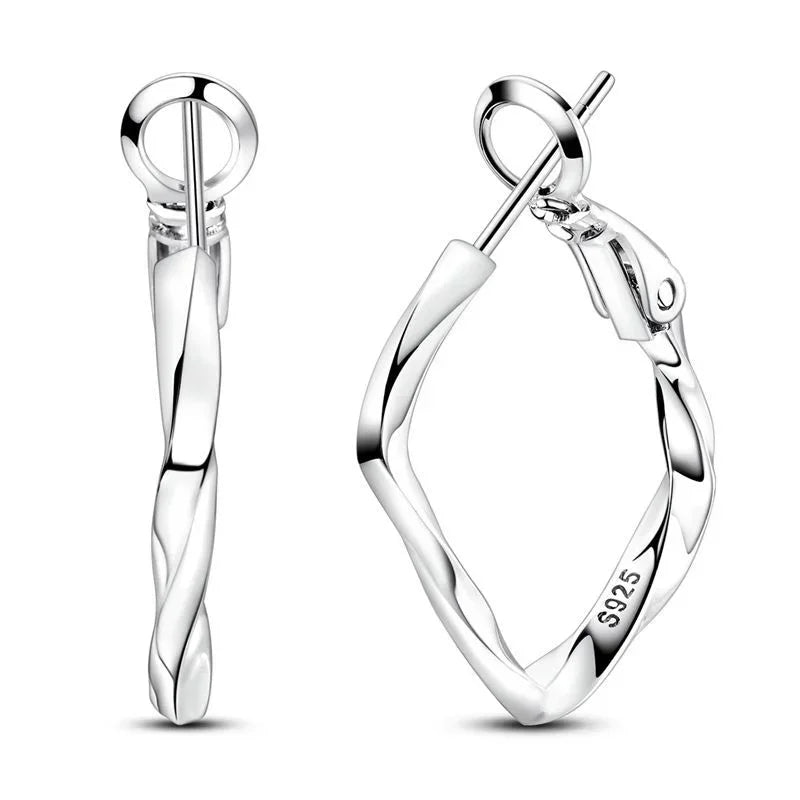 Luxury Colorful 925 Sterling Silver Hoop Earrings with Zircon Heart and Apple Pendants Birthday Gift for Women