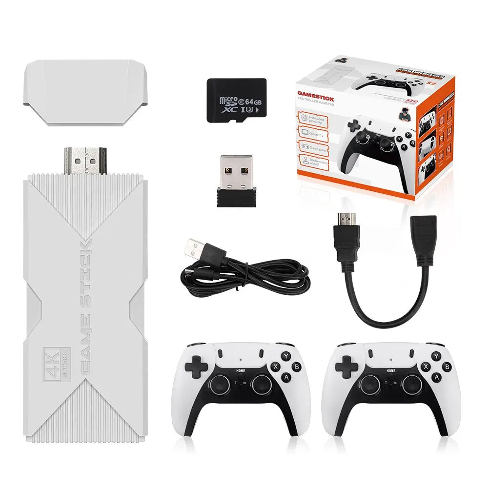 BOYHOM P5 Pro 4K Game Stick Console With 2.4G Dual Wireless Controllers 41000 Built In Games 128GB Y6 Plus Retro Gaming Christmas Gift
