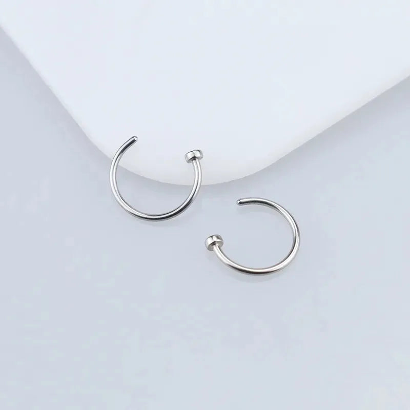 2/6 Pcs Top Rated Stainless Steel Fake Nose Rings for Women Stylish Lip and Nostril Piercing Jewelry
