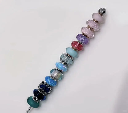 925 Sterling Silver Murano Glass Rainbow Snowflakes Stars Charm for Women Bracelet DIY Jewelry